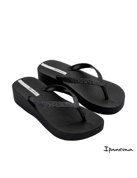 chanclas con cuña ipanema negras de dedo plataforma