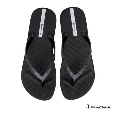 chanclas ipanema con cuña negras tira glitter mujer