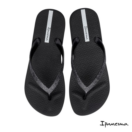 chanclas ipanema con cuña negras tira glitter mujer