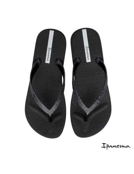 chanclas ipanema con cuña negras tira glitter mujer