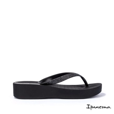 chanclas con cuña ipanema mesh plat fem negras glitter
