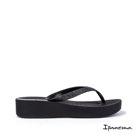 chanclas con cuña ipanema mesh plat fem negras glitter