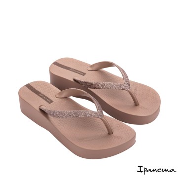 chanclas playa con cuña ipanema marron maquillaje glitter