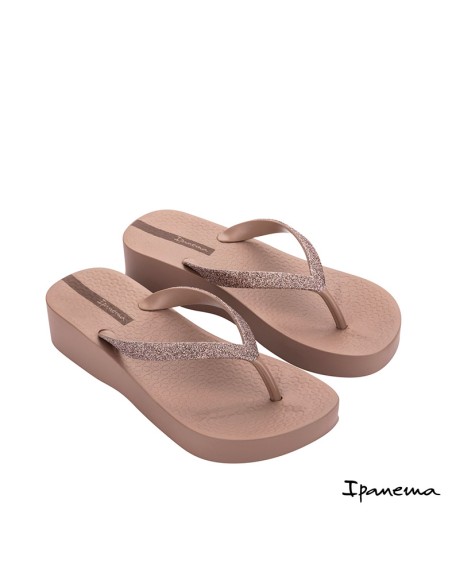 chanclas playa con cuña ipanema marron maquillaje glitter