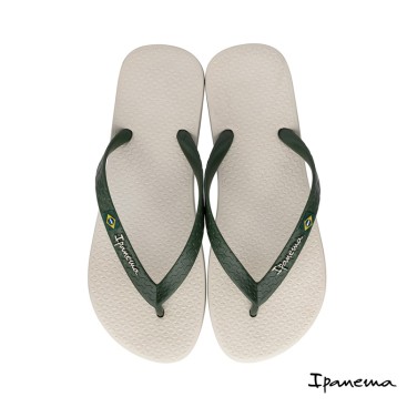 chanclas de hombre de dedo ipanema beige con tiras verdes
