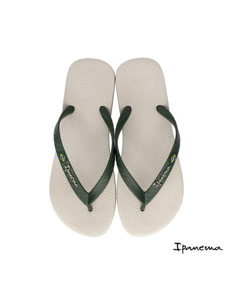 chanclas de hombre de dedo ipanema beige con tiras verdes
