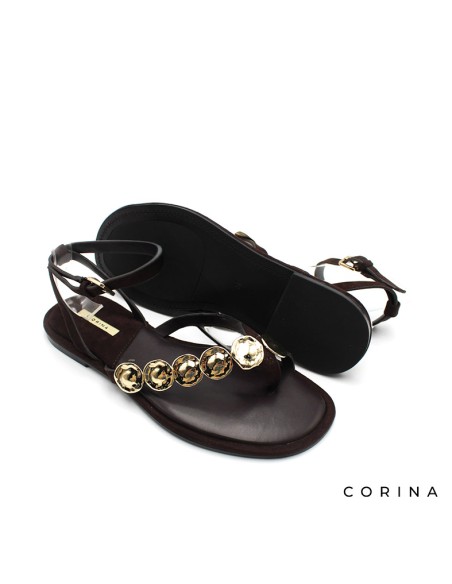 sandalias dedo mujer monedas doradas corina