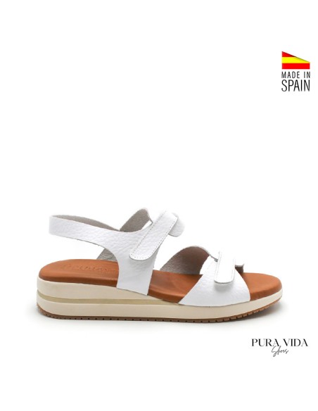 sandalia blanca mujer cuña goma comodidad