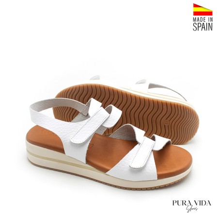 sandalias blancas mujer cuña confort pura vida shoes