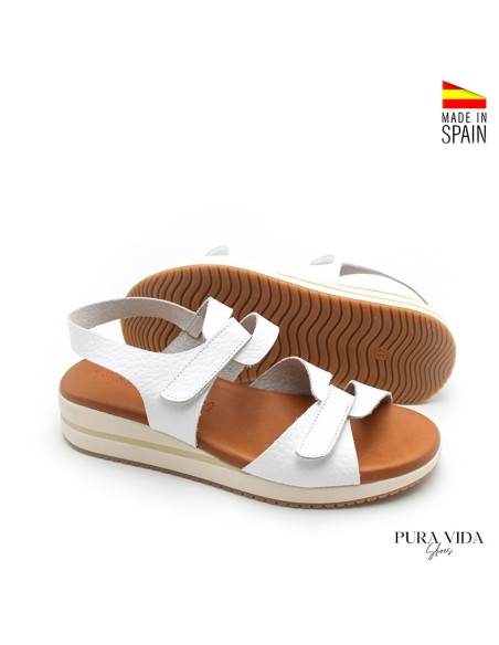 sandalias blancas mujer cuña confort pura vida shoes
