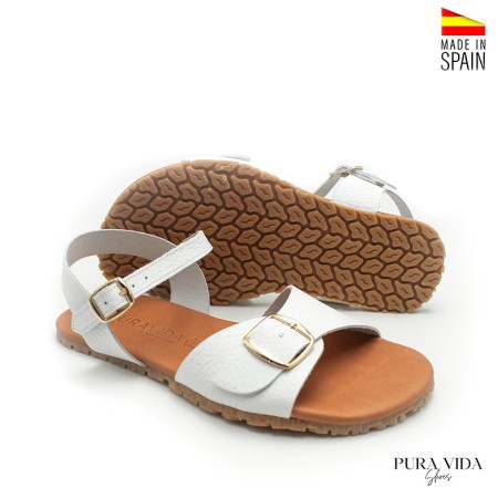sandalia barefoot blanca mujer suela flexible