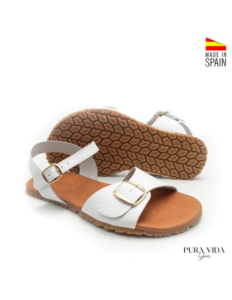 sandalia barefoot blanca mujer suela flexible