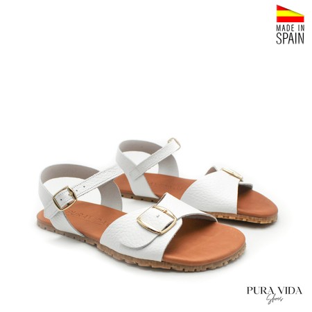 sandalia minimalista blanca mujer puntera ancha