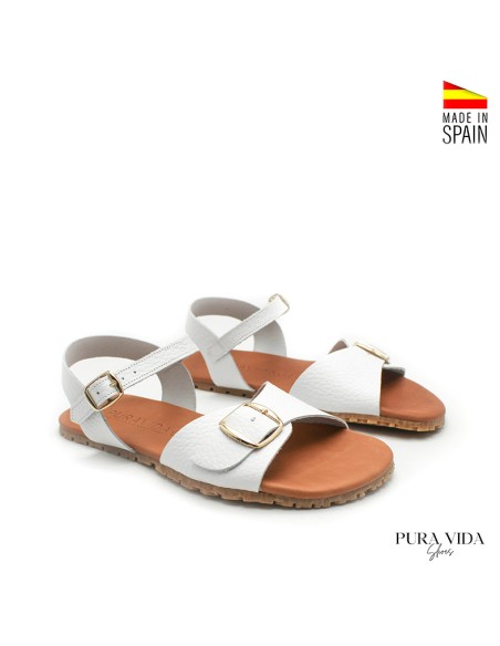 sandalia minimalista blanca mujer puntera ancha