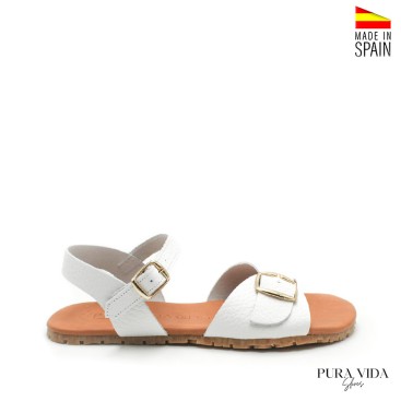 sandalia plana blanca mujer barefoot piel