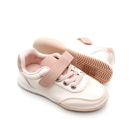 zapatillas niña raso rosa suela goma