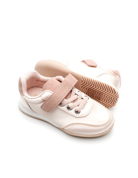 zapatillas niña raso rosa suela goma
