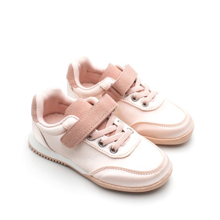 zapatillas vestir niña rosa velcro cordon elastico