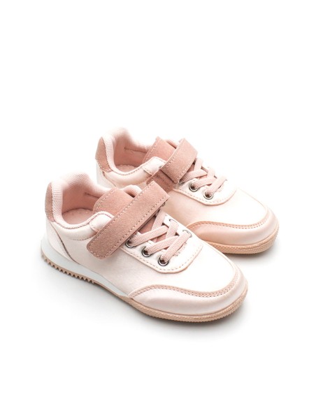 zapatillas vestir niña rosa velcro cordon elastico