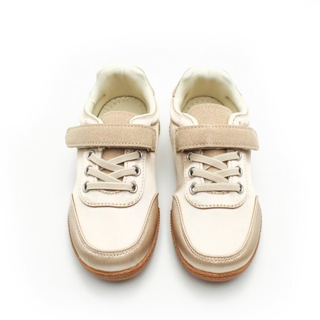 zapatillas niña raso dorado suela goma