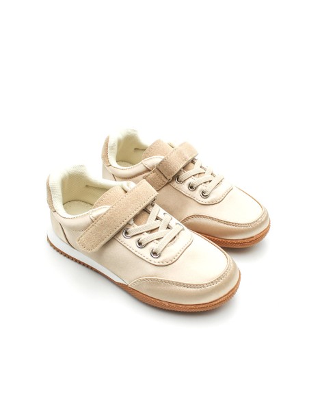 zapatillas niña doradas con velcro
