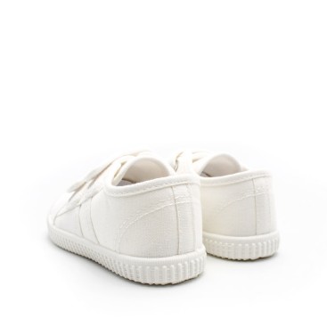 bambas tela blancas niños doble velcro