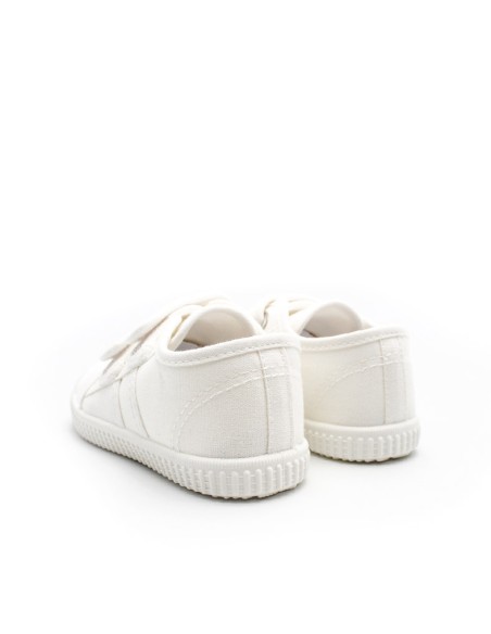 bambas tela blancas niños doble velcro
