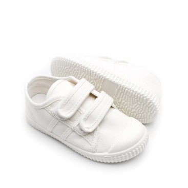 bambas lona blancas niño niña velcro