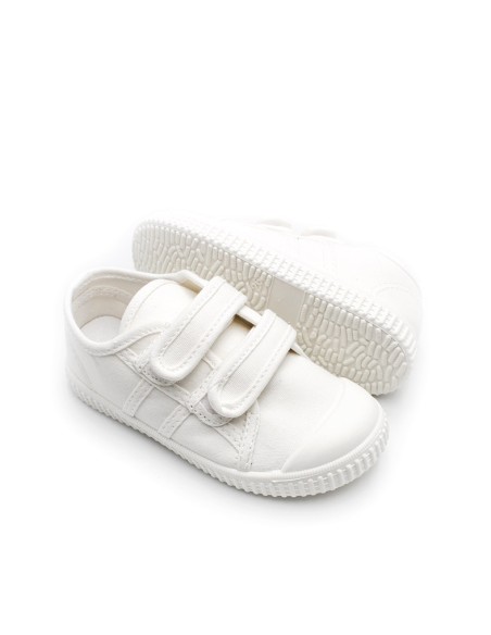 bambas lona blancas niño niña velcro