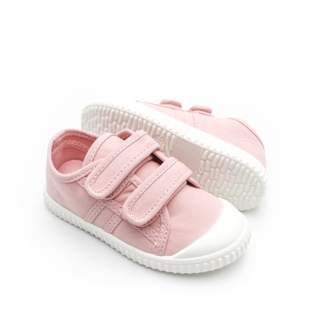 Bamba lona rosa velcros kids