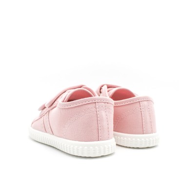zapatillas lona rosa niños doble velcro