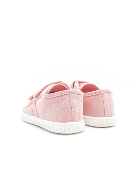 zapatillas lona rosa niños doble velcro