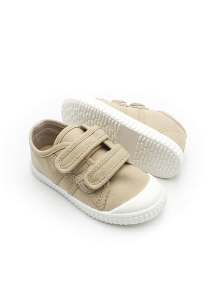 zapatillas lona velcro niños color arena