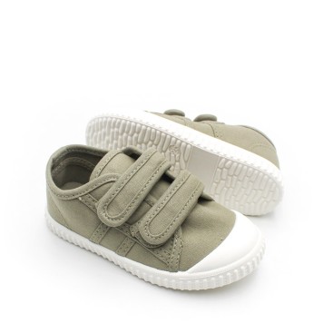 zapatillas lona velcro niño verde kaki