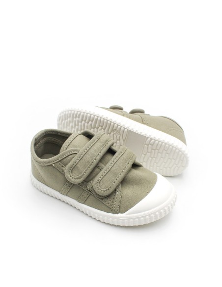 zapatillas lona velcro niño verde kaki