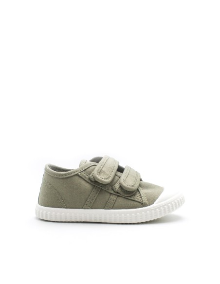 zapatillas lona niño doble velcro verde