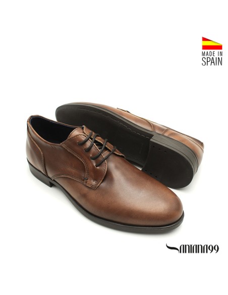 zapato vestir hombre marrón suela goma