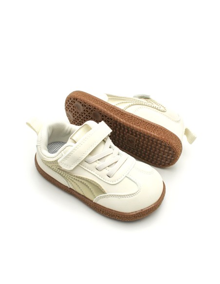 bambas niña beige cordones y velcro