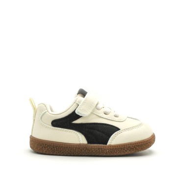 zapatillas deportivas infantiles beige negro velcro