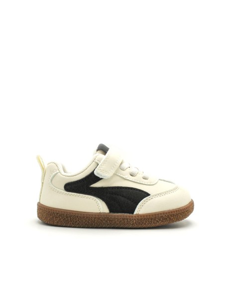 zapatillas deportivas infantiles beige negro velcro