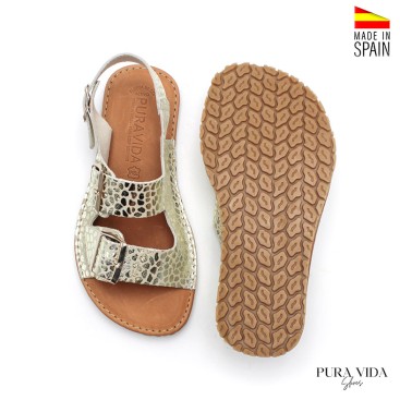 sandalias respetuosas adulto piel estampada metalizada
