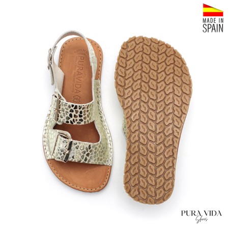 sandalias respetuosas adulto piel estampada metalizada