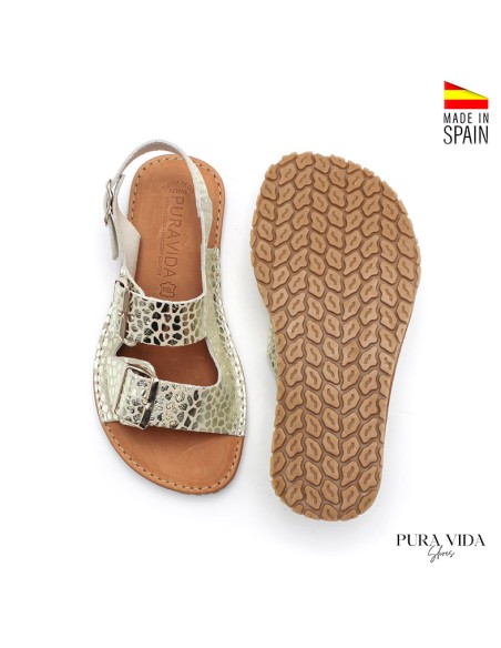 sandalias respetuosas adulto piel estampada metalizada