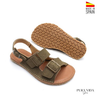 sandalia mujer respetuosa piel verde plantilla acolchada