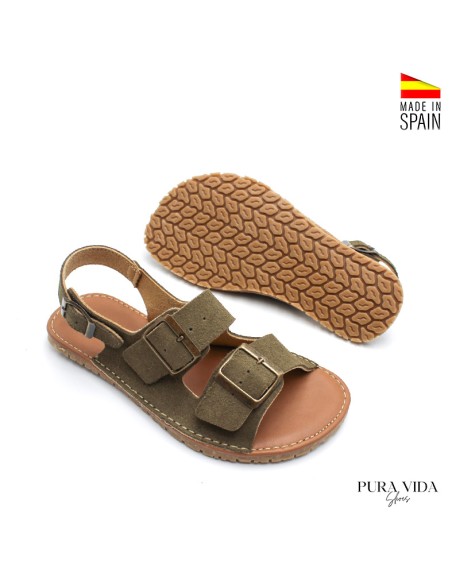 sandalia mujer respetuosa piel verde plantilla acolchada