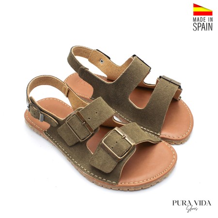 sandalia barefoot mujer verde suela sin drop flexible