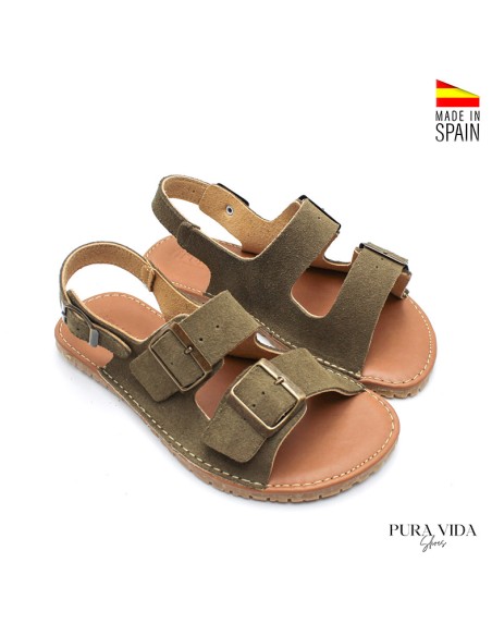 sandalia barefoot mujer verde suela sin drop flexible