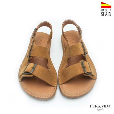 sandalias barefoot mujer camel hebillas ajustables