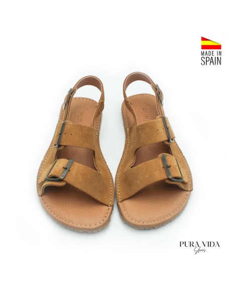 sandalias barefoot mujer camel hebillas ajustables