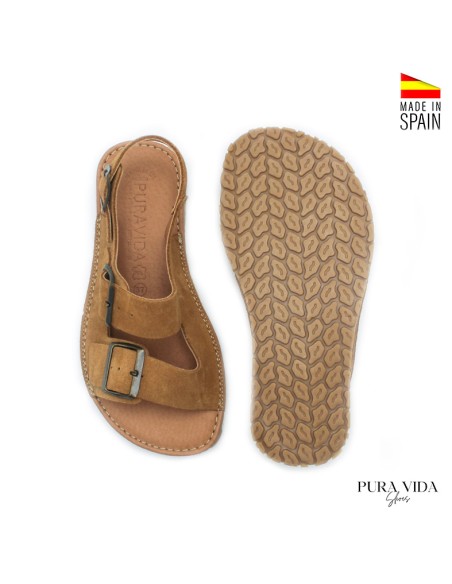 sandalias calzado respetuoso mujer camel piel serraje